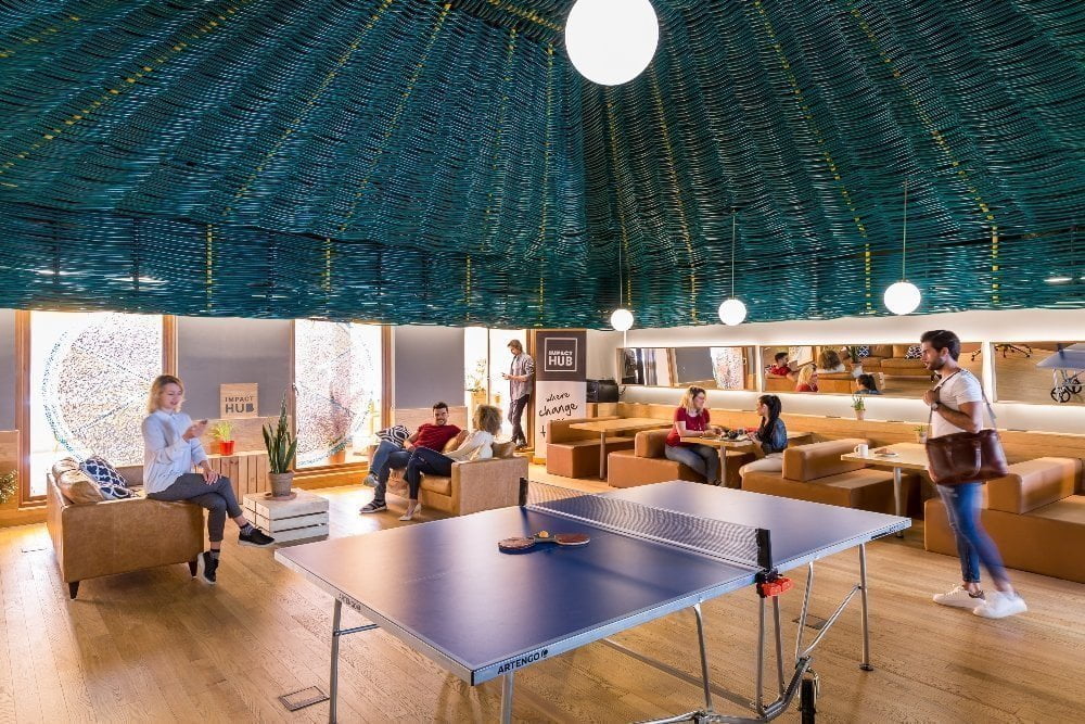 Ático del espacio de coworking Impact Hub Piamonte, en el barrio de Chueca